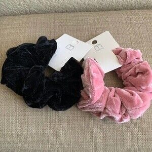 Scrunchies Hair accessories 2 Pink and Black Velvet scrunchies 2PCS